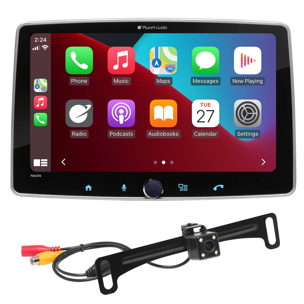 Planet Audio P90CPAC Car Stereo -  CarPlay, Android Auto, Single Din, 9 inch Capacitive Touchscreen, Bluetooth, No CD DVD Player, AM/FM Radio Receiver, Backup Camera