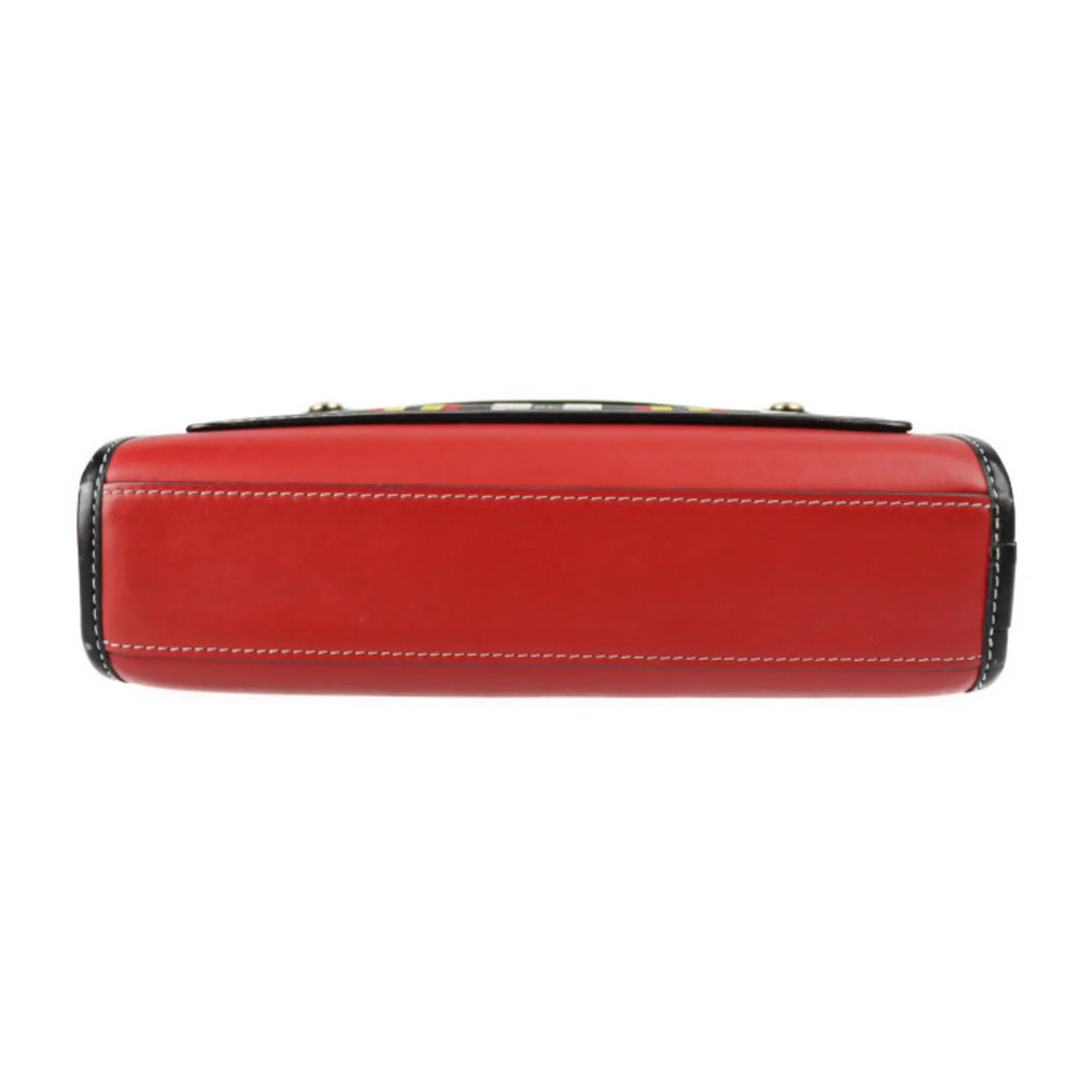 Pre-Owned BURBERRY Burberry mini pocket bag handbag leather nylon canvas red ebony multicolor gold metal fittings check pattern 2WAY shoulder (Good)