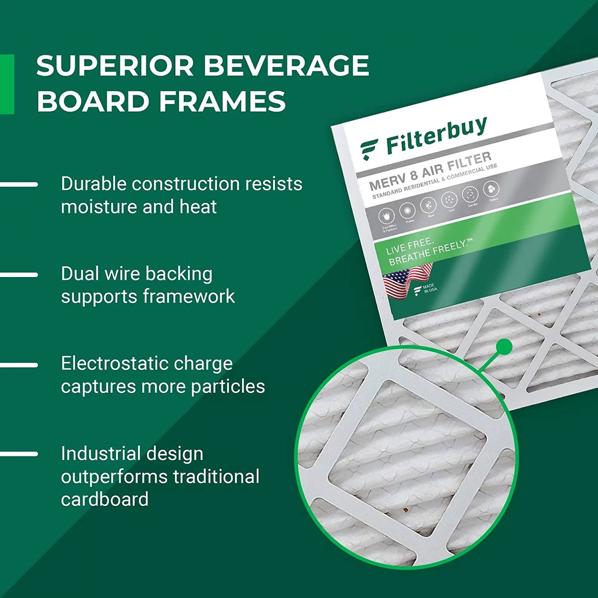 Filterbuy 18x24x4 MERV 8 Pleated HVAC AC Furnace Air Filters (6-Pack)