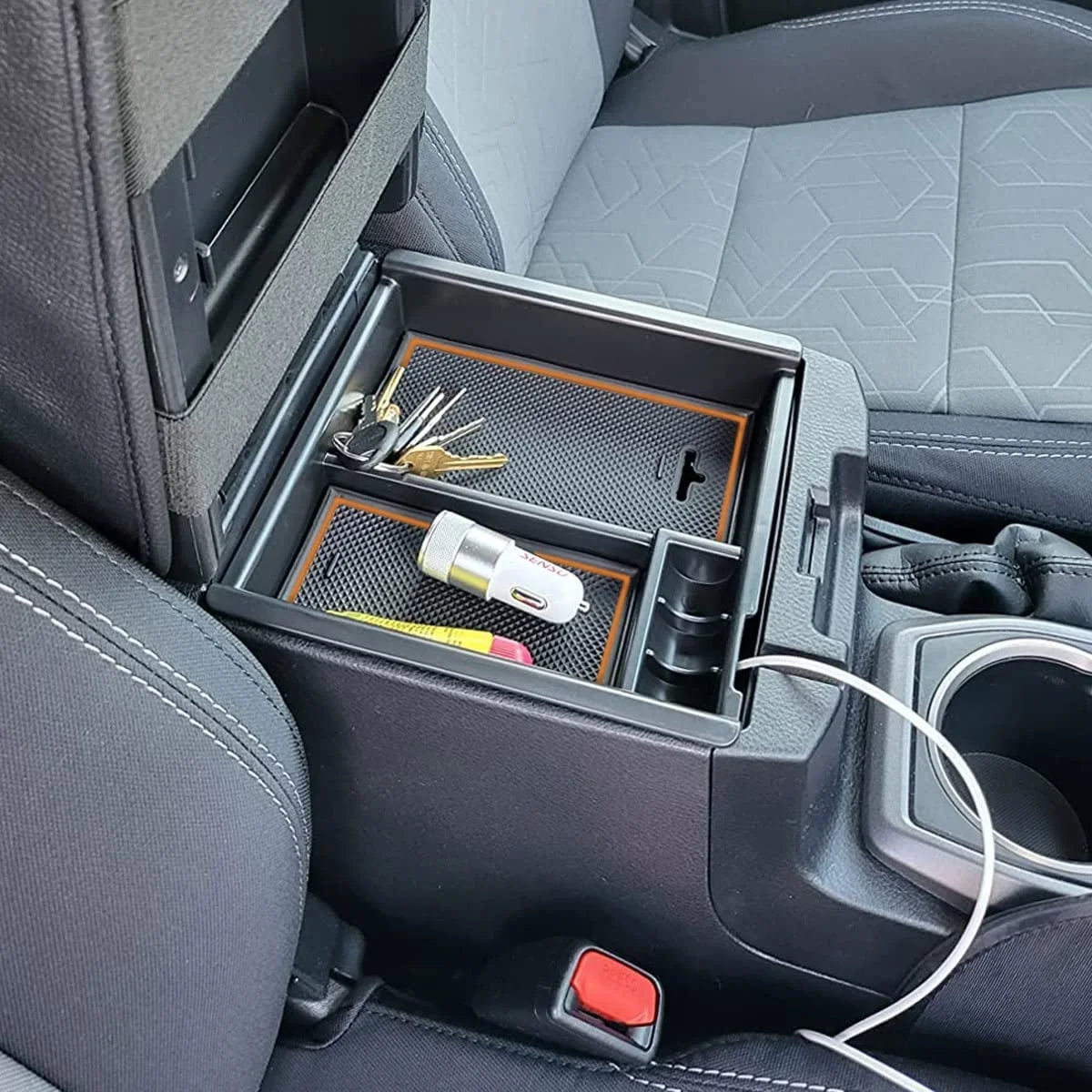 EDBETOS Center Console Accessory Organizer Compatible with  Tacoma 2016-2019 2020 2021 2022 2023 3rd Gen ABS Material Armrest Box Insert Tray (Orange Trim)