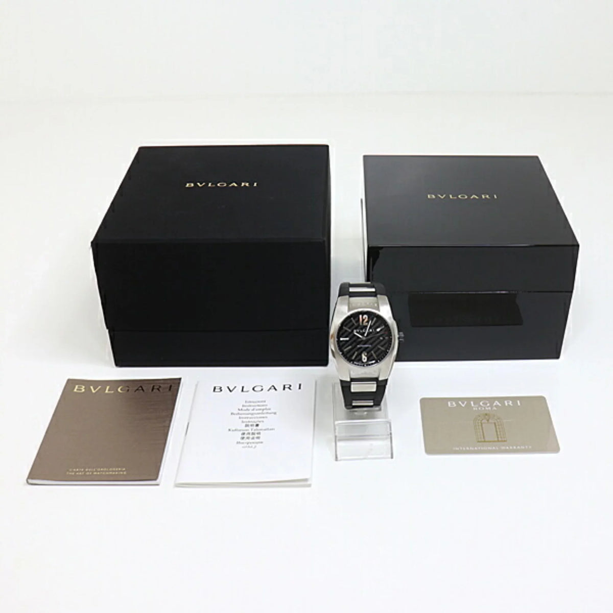 Pre-Owned BVLGARI Bulgari men's watch Ergon EG40S ebony (dark) dial rubber belt self-winding (Good)
