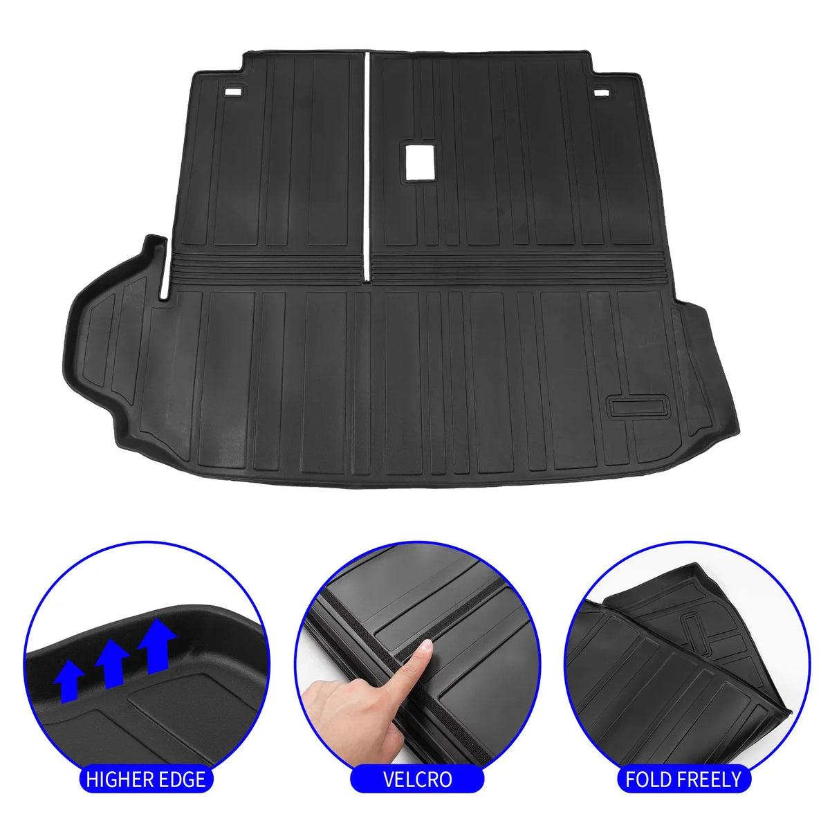 Cargo Mat Compatible with 2020-2024  Highlander Trunk Mat Cargo Liner TPE Back Seat Cover Protector 2022 7 Seats Highlander Accessories (2020-2023, Trunk Mat with Backrest Mat)