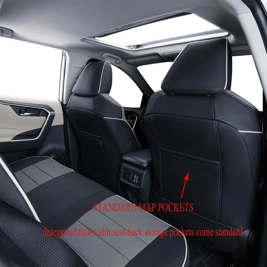 EKR Custom Fit RAV4 Car Seat Cover for  RAV4 Prime,2022 2023 SE Hybrid,XSE Hybrid 2019 2020 2021 2022 2023-Full Set,Leather (dark/Gray)
