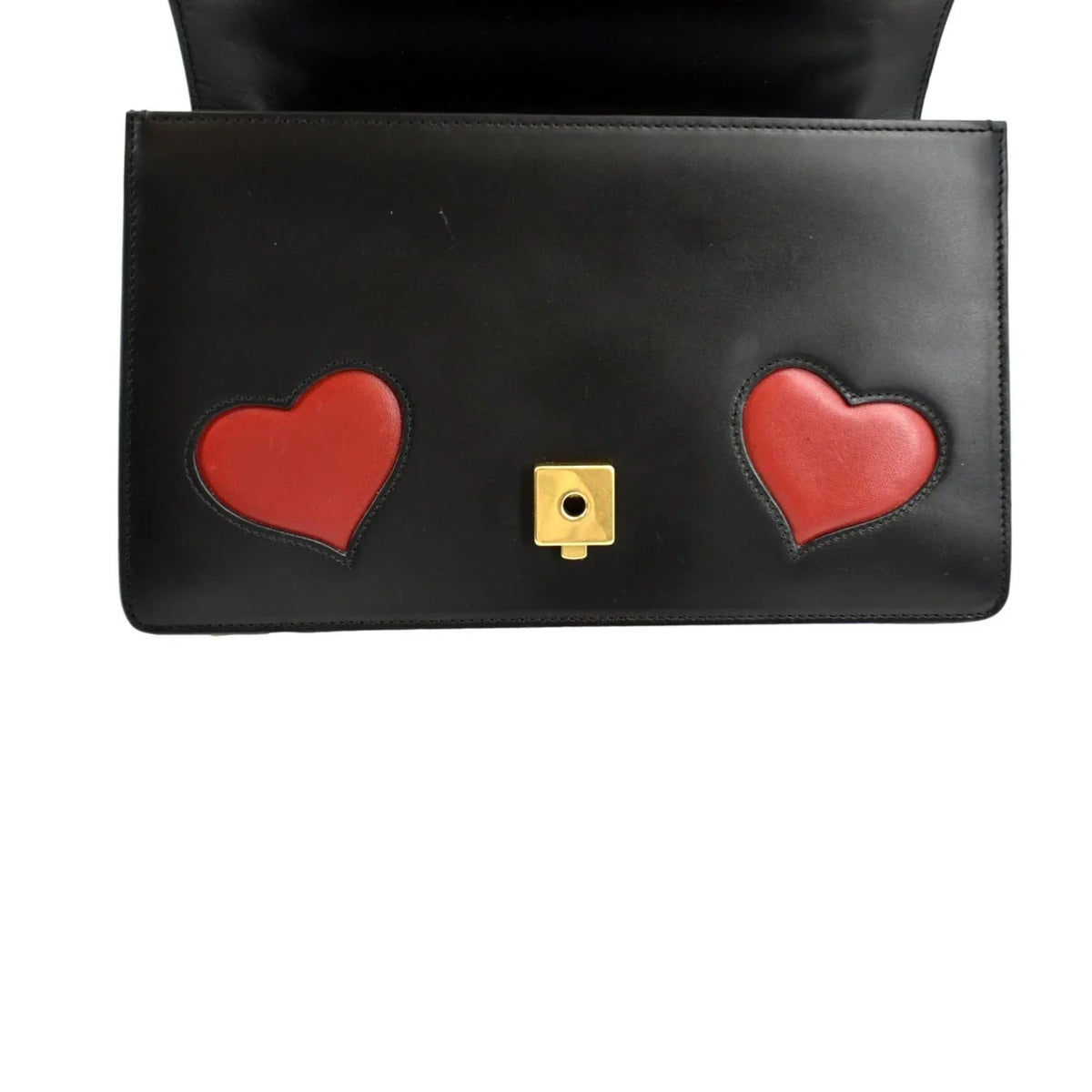 Pre-owned GUCCI Knight Malaga Kid Heart Medium Leather Crossbody Bag ebony 431777