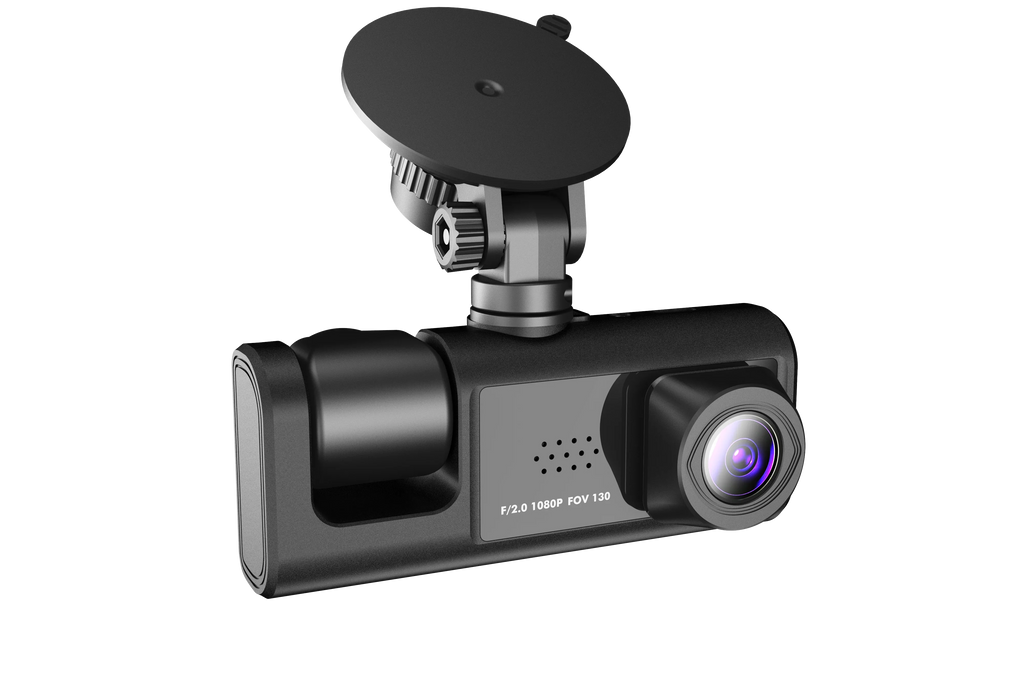 3 Channel Dash cam, 2-25mm Screen Driving Recorder, High-Definition 1080P, Night Vision, Loop recording, Motion Detection, G-Sensor +32 GB SD Card