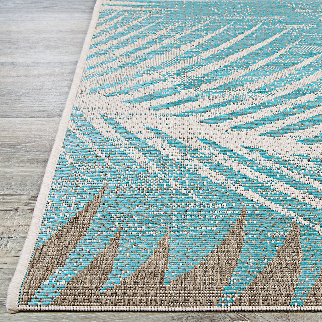 Monaco Tropical Palms Rug, Aqua. 10 in. x 7 ft. 3 in. Couristan 24293134023710U 2 ft