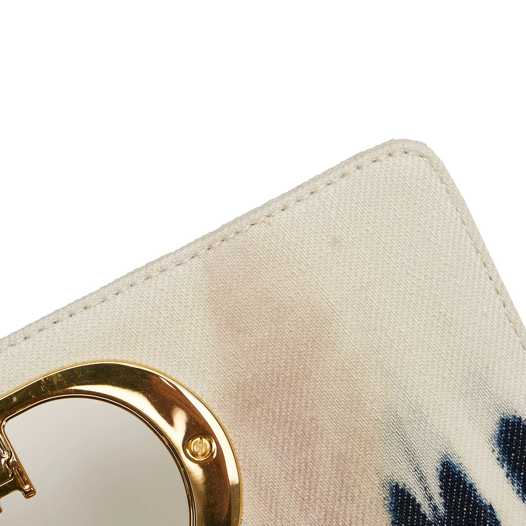 Pre-Owned Authenticated Dior Small Tie Dye Caro Denim Fabric White Crossbody Bag Unisex (Good)