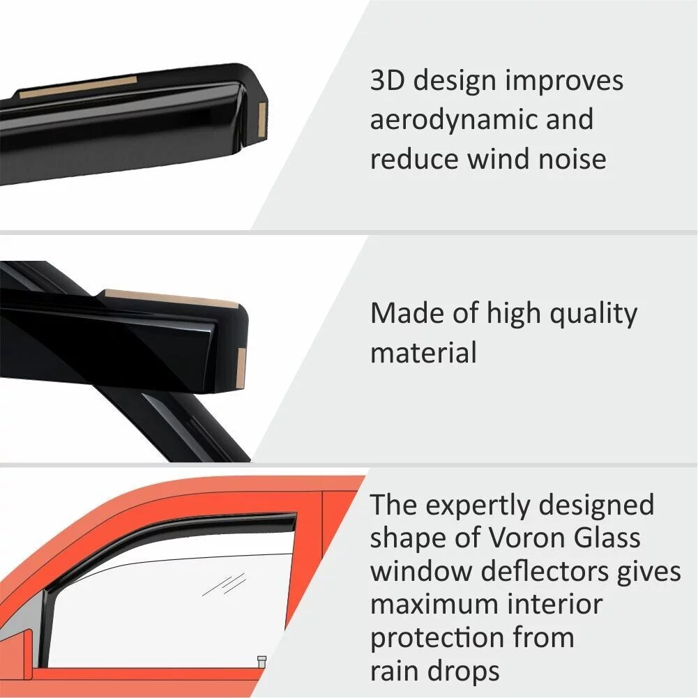 Voron Glass in-Channel Extra Durable Rain Guards for  Escape 2013-2019, Vent Window Visors, Window Deflectors, 4 Pieces - 200517