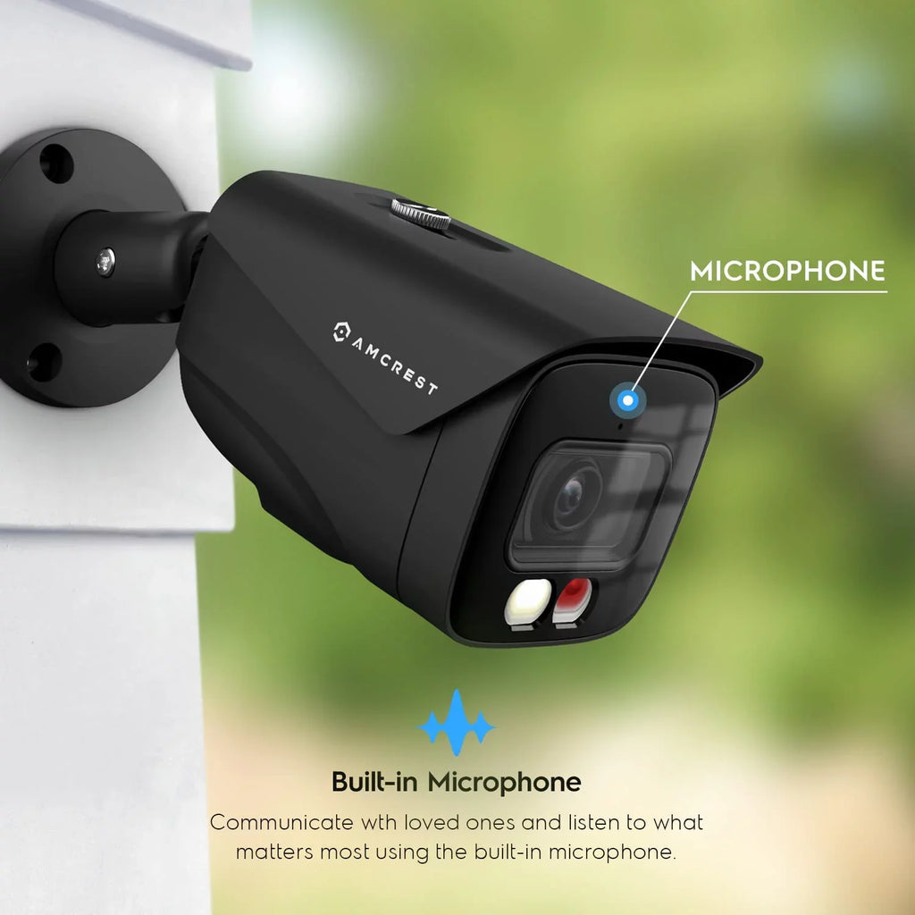 Amcrest 4K IP PoE AI Camera UltraHD 8MP Security Outdoor Camera, FOV 129°, 49ft Color Nightvision, Human & Vehicle Detection, IP67 Weatherproof, 4K (3840x2160) @15fps, dark, IP8M-2796EB-AI