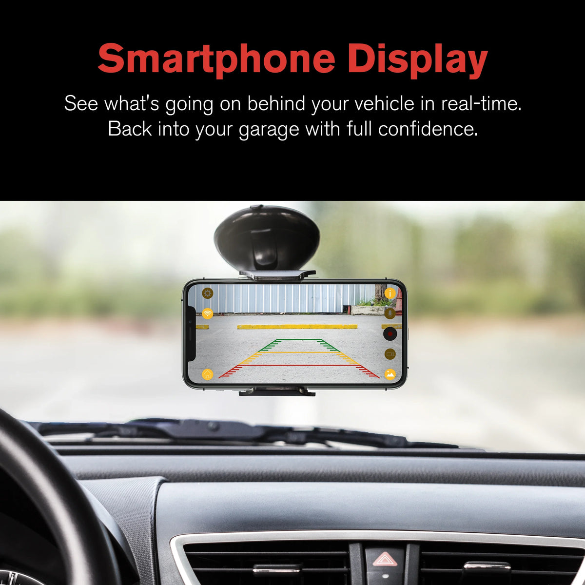 YADA 1080P Full HD Wireless Portable Backup Camera, App Controlled via Bluetooth and Wi-Fi on Phone, Solar Powered Wireless Charging, Universally Compatible, Easy Installation, ebony