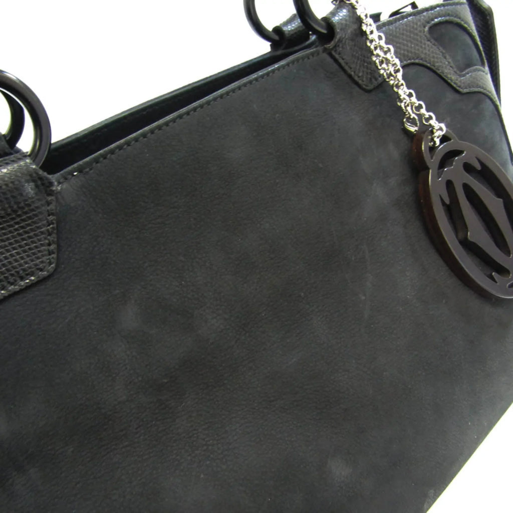 Pre-Owned Cartier Marcello Water Snake L1000928 Women's Suede,Leather Handbag,Shoulder Bag dark (Good)