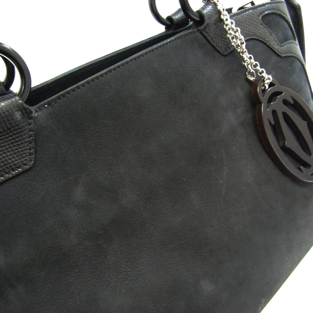 Pre-Owned Cartier Marcello Water Snake L1000928 Women's Suede,Leather Handbag,Shoulder Bag dark (Good)