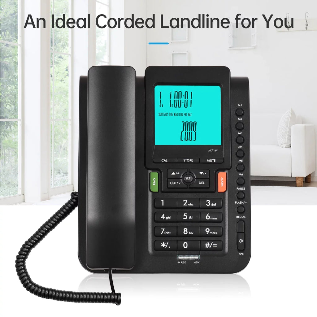 dark Bisofice Landline Phone with Hands Free, Redial, and Speed Dial for Business Hotel