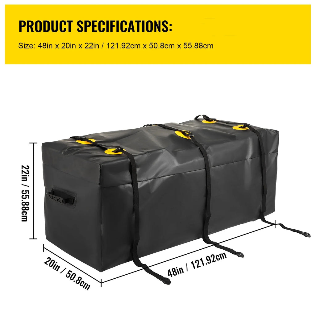BENTISM Hitch Cargo Carrier Bag, Waterproof 840D polyvinyl chloride, 48"x20"x22" (12 Cubic Feet), Heavy Duty Cargo Bag for Hitch Carrier with Reinforced Straps, Fits Car Truck SUV Vans Hitch Basket