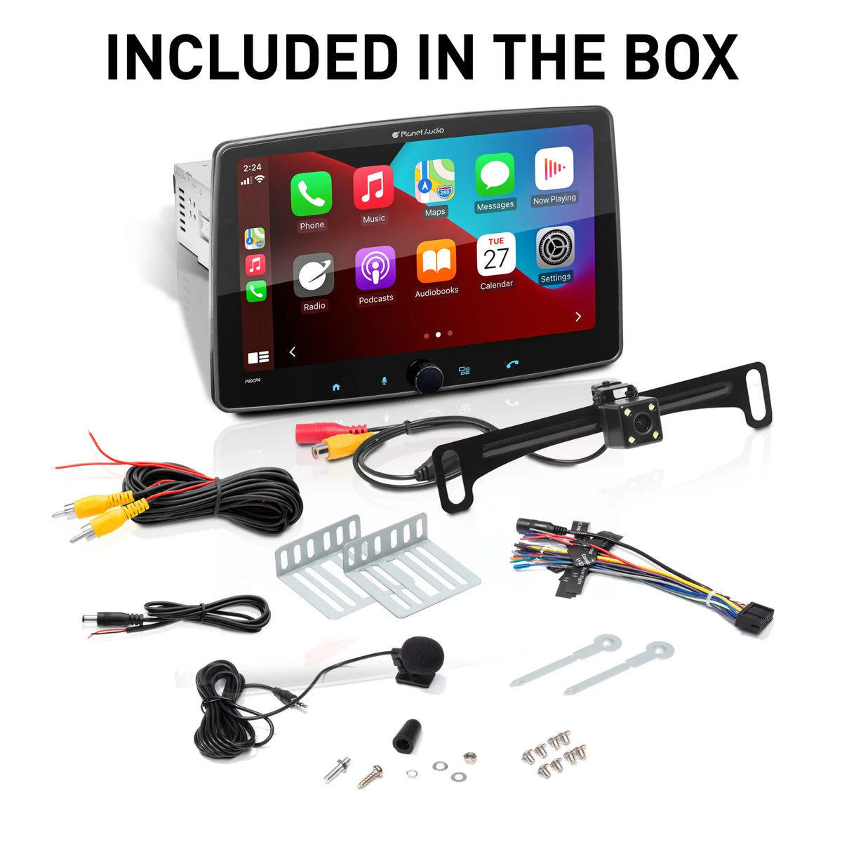 Planet Audio P90CPAC Car Stereo -  CarPlay, Android Auto, Single Din, 9 inch Capacitive Touchscreen, Bluetooth, No CD DVD Player, AM/FM Radio Receiver, Backup Camera