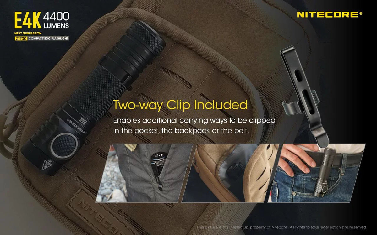 Combo: NITECORE E4K Next generation Flashlight - 4400 Lumens w/NTK05 Small Folding Knife