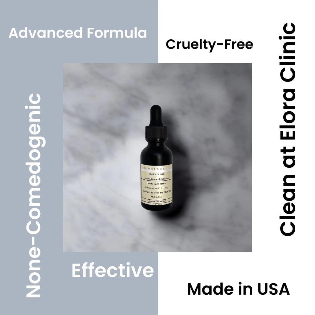 Elora Clinic Honey Serum - Hyaluronic Acid + Honey - Deeply Hydrating Hyaluronic Acid and Honey Serum - Oil Free - Water Based