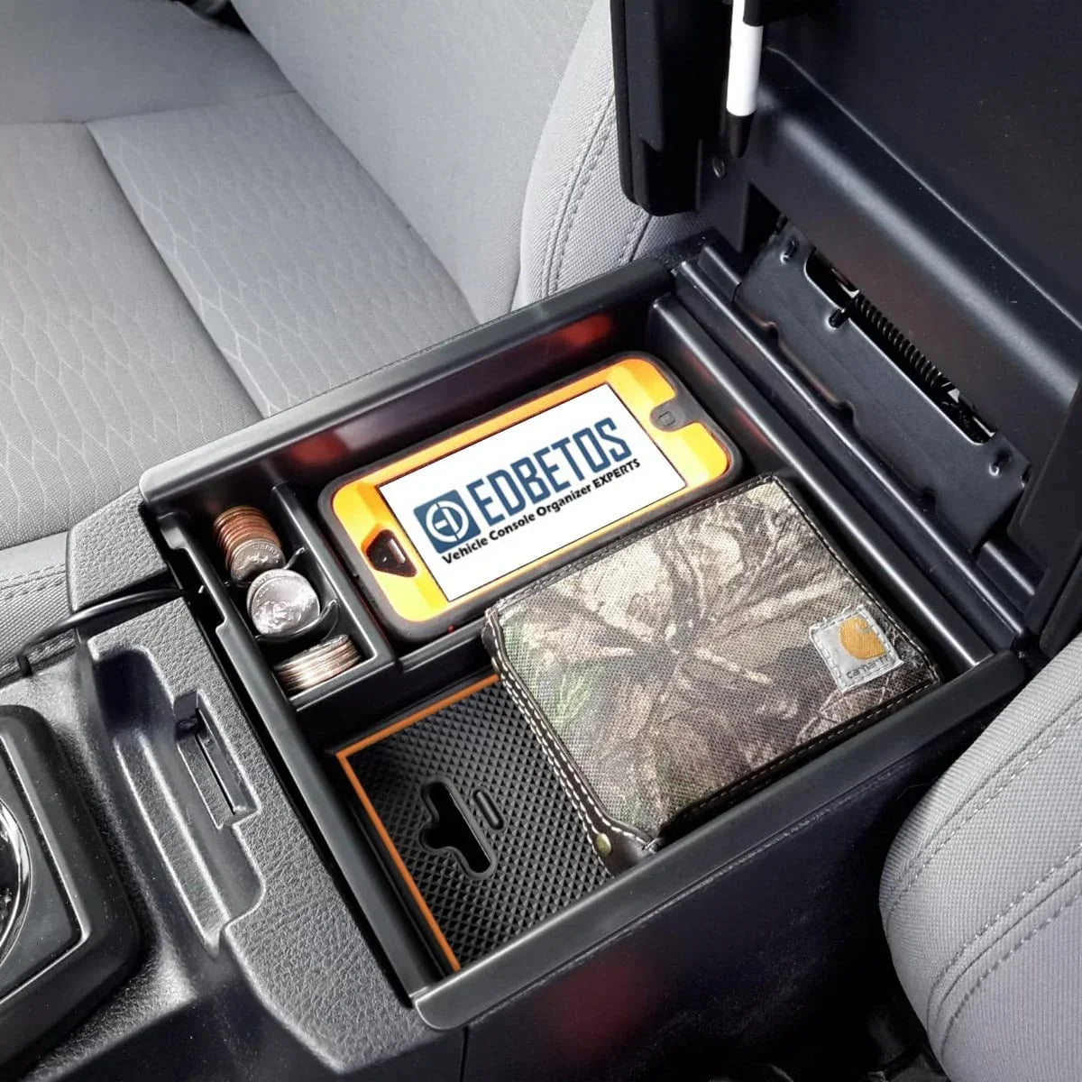 EDBETOS Center Console Accessory Organizer Compatible with  Tacoma 2016-2019 2020 2021 2022 2023 3rd Gen ABS Material Armrest Box Insert Tray (Orange Trim)