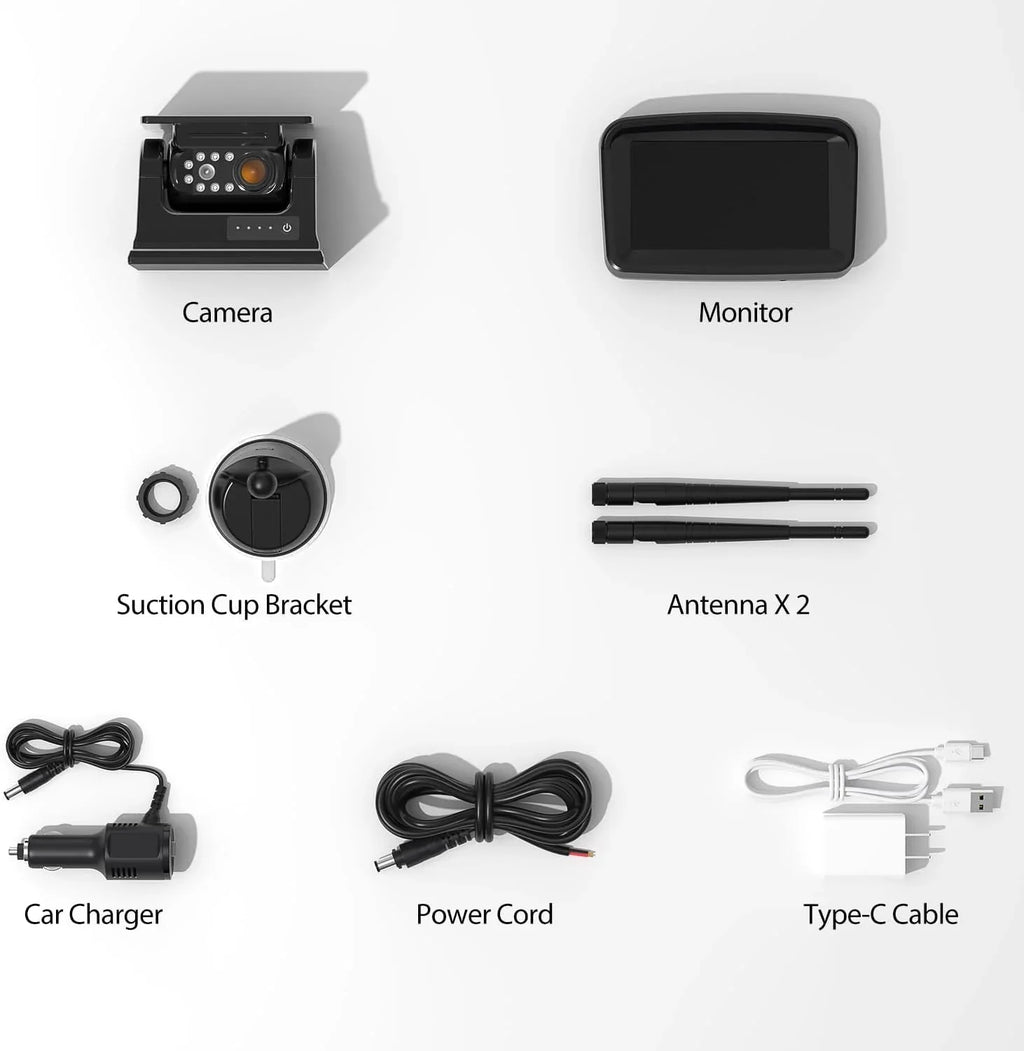 xRoose Magnetic Solar Wireless Backup Camera 5''HD 1080P Monitor No Drilling 2-Min Installation IR Night Vision Waterproof Rear View Camera CTYC5