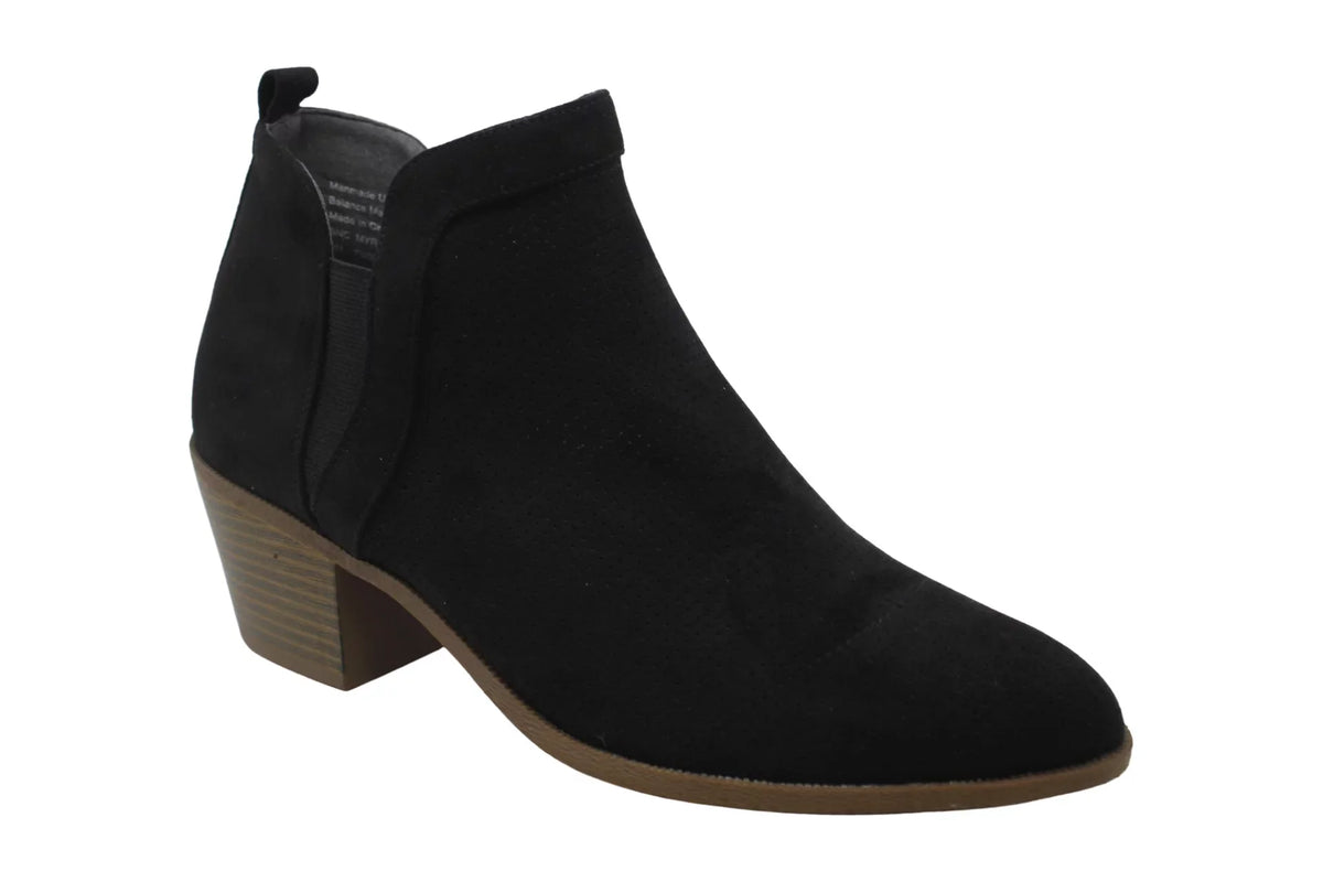 STYLE & COMPANY Womens dark Stretch Gore Perforated Padded Myrrah Almond Toe Block Heel Booties 9 M