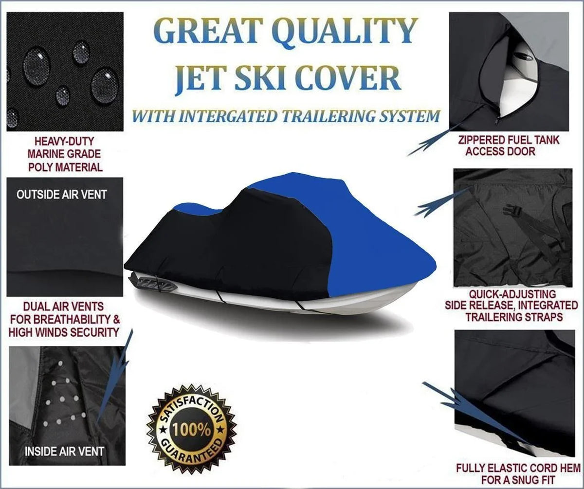 dark / BLUE HEAVY-DUTY Cover Compatible for YAMAHA Wave Runner GP1200R 1999 2000 2001 2002 Jet Ski PWC Trailerable Cover 2 Seater