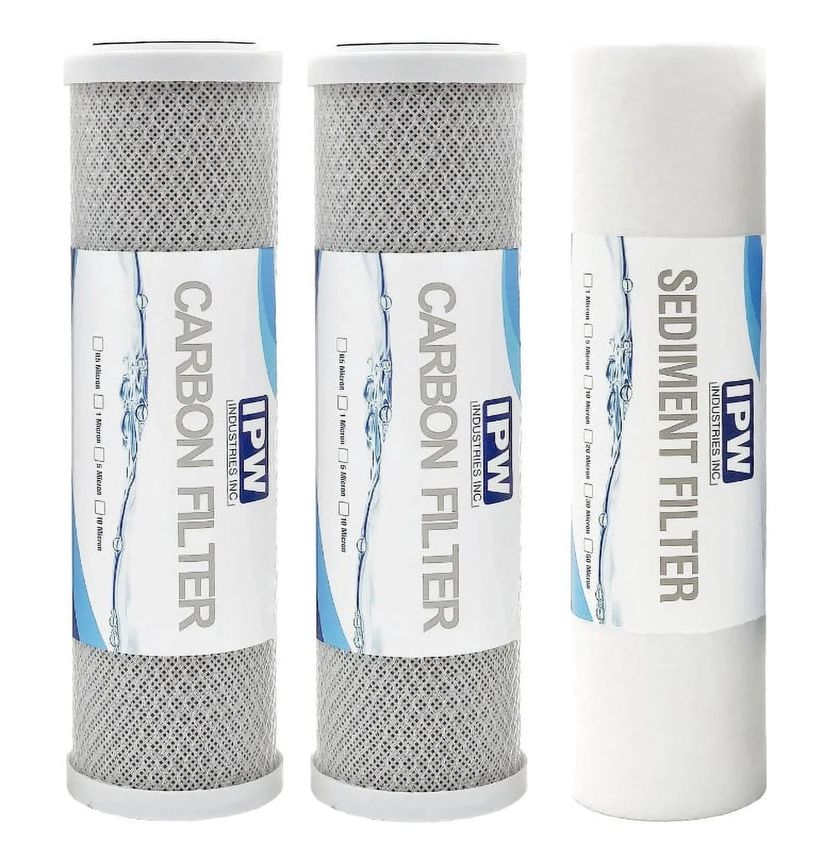 3-Pack Replacement Filter Kit for Krystal Pure KR15 RO System - Includes Carbon Block Filters & Polypropylene Sediment Filter. IPW Industries Inc