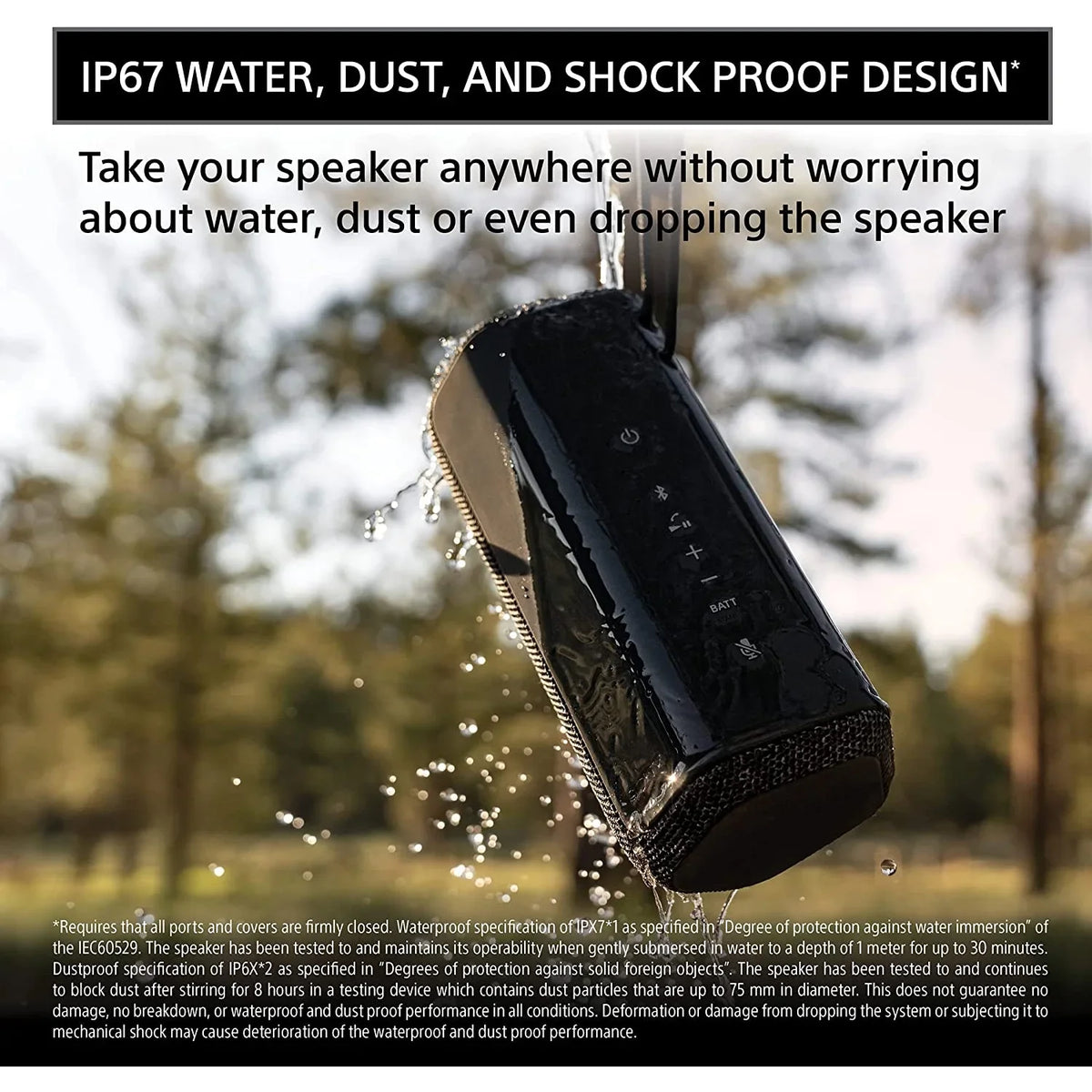 XE200 X-Series Portable Wireless Speaker - dark Bundle with Deco Essential Sling Backpack, Anti-Theft Combo Zipper Lock, External USB Charging, Waterproof