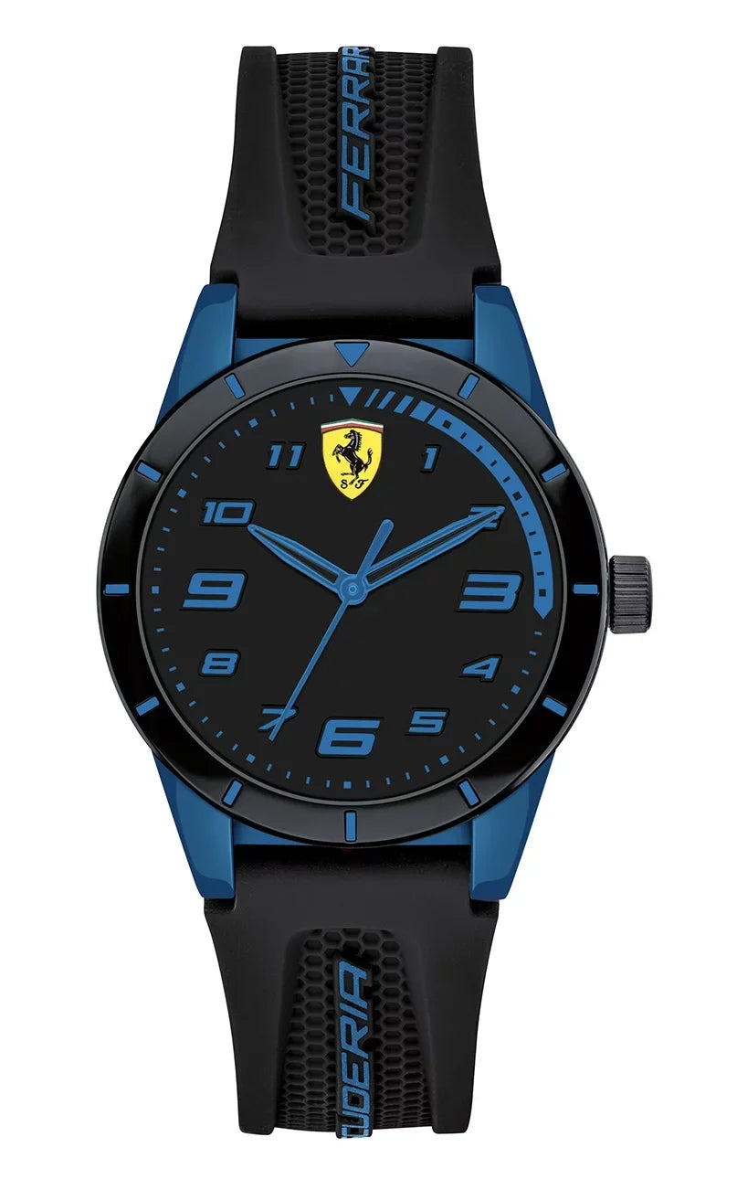 Ferrari Men's Redrev ebony/Blue Silicone Strap Watch, 34mm Case