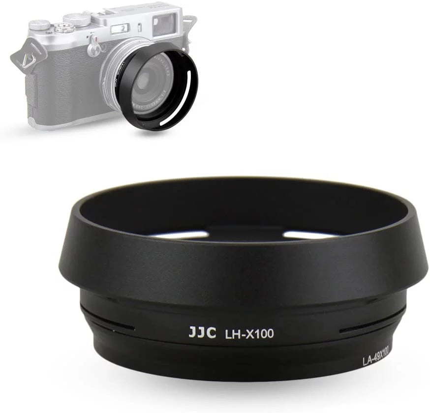 Lens Hood Set JJC Lens Shade for Fuji Fujifilm X100V X100F X100S X100T X100 X70 Replace Fuji LH-X100 Lens Hood & Adapter Ring Aluminum Alloy -dark