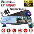 Bornmio 1080P HD Rearview Mirror Car DVR Dual Dash Cam Camera Front Rear Video Recorder