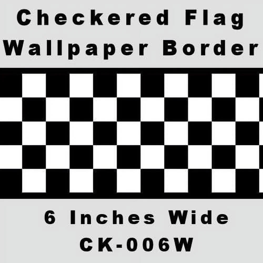Checkered Flag Cars Wallpaper Border-6 1 inch (charcoal Edge)
