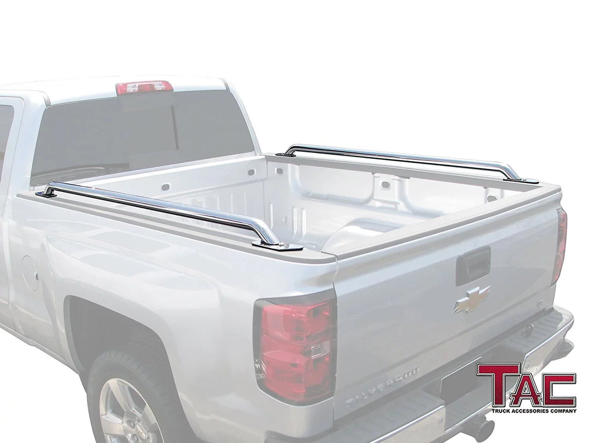 Denali CarbonPro Editions) 304 Stainless Steel Truck Side Rails Accessories 2pcs. TAC Bed Rails Fit 2014-2024 Chevy Silverado/GMC Sierra 1500 6.5ft Standard Bed(Excl