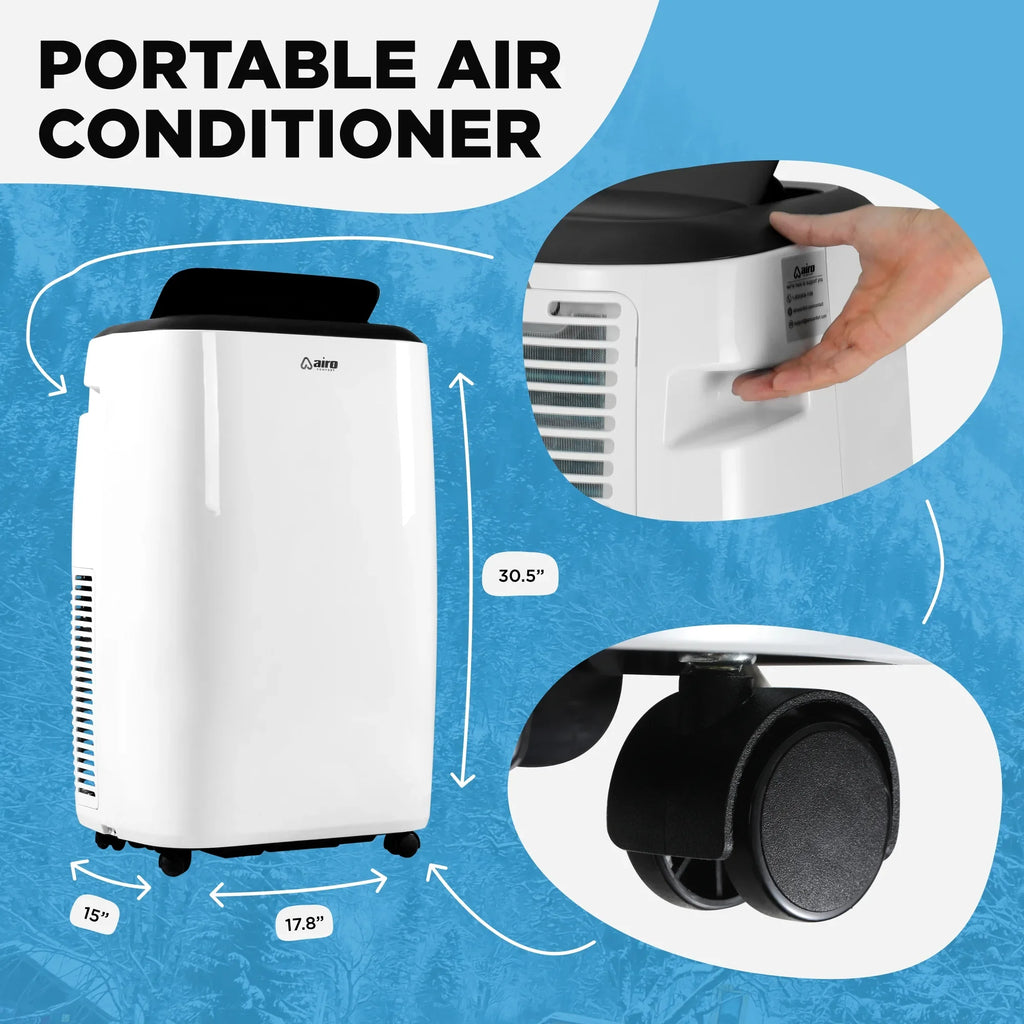 Airo Comfort Portable Air Conditioner 8000 BTU (12000 BTU ASHRAE), Standing AC Unit with DIY Window Kit