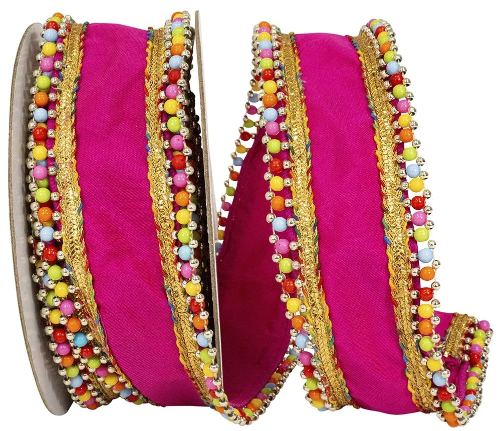 Reliant Ribbon - 93923W-222-40D, Ribbon, Fuchsia, 2-1/2 25mm, 5 Yards