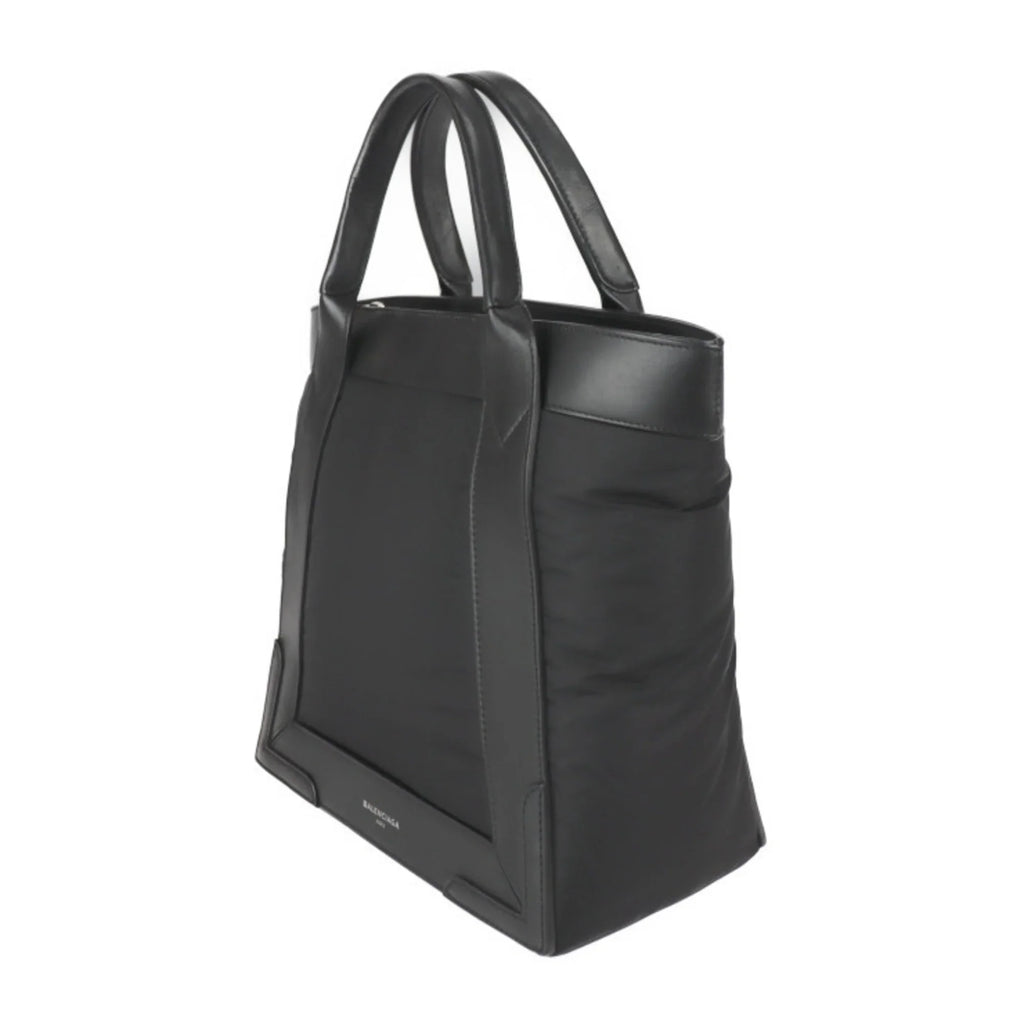 Pre-Owned BALENCIAGA Balenciaga Kabas S tote bag 363425 nylon leather charcoal silver metal fittings (Good)