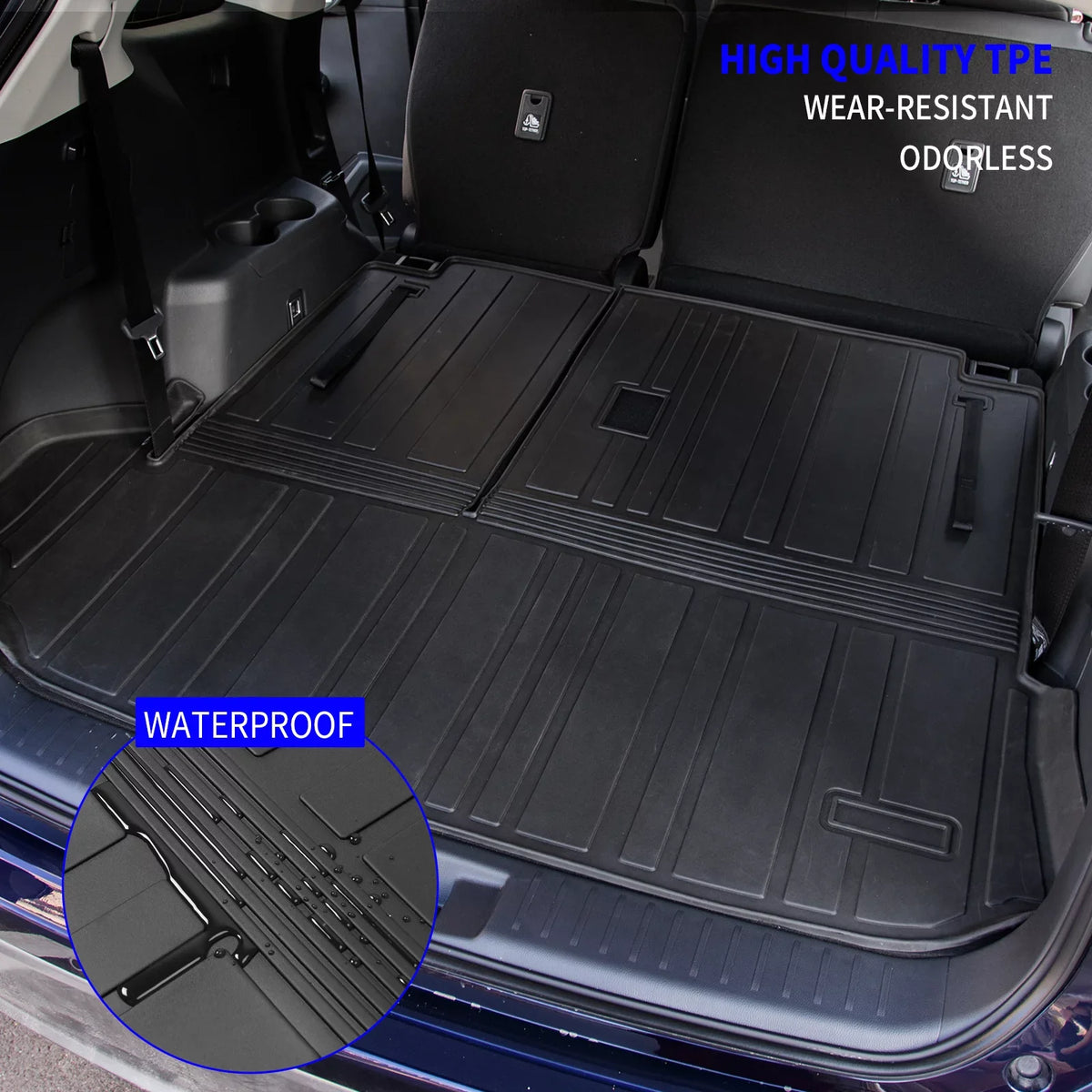 Cargo Mat Compatible with 2020-2024  Highlander Trunk Mat Cargo Liner TPE Back Seat Cover Protector 2022 7 Seats Highlander Accessories (2020-2023, Trunk Mat with Backrest Mat)