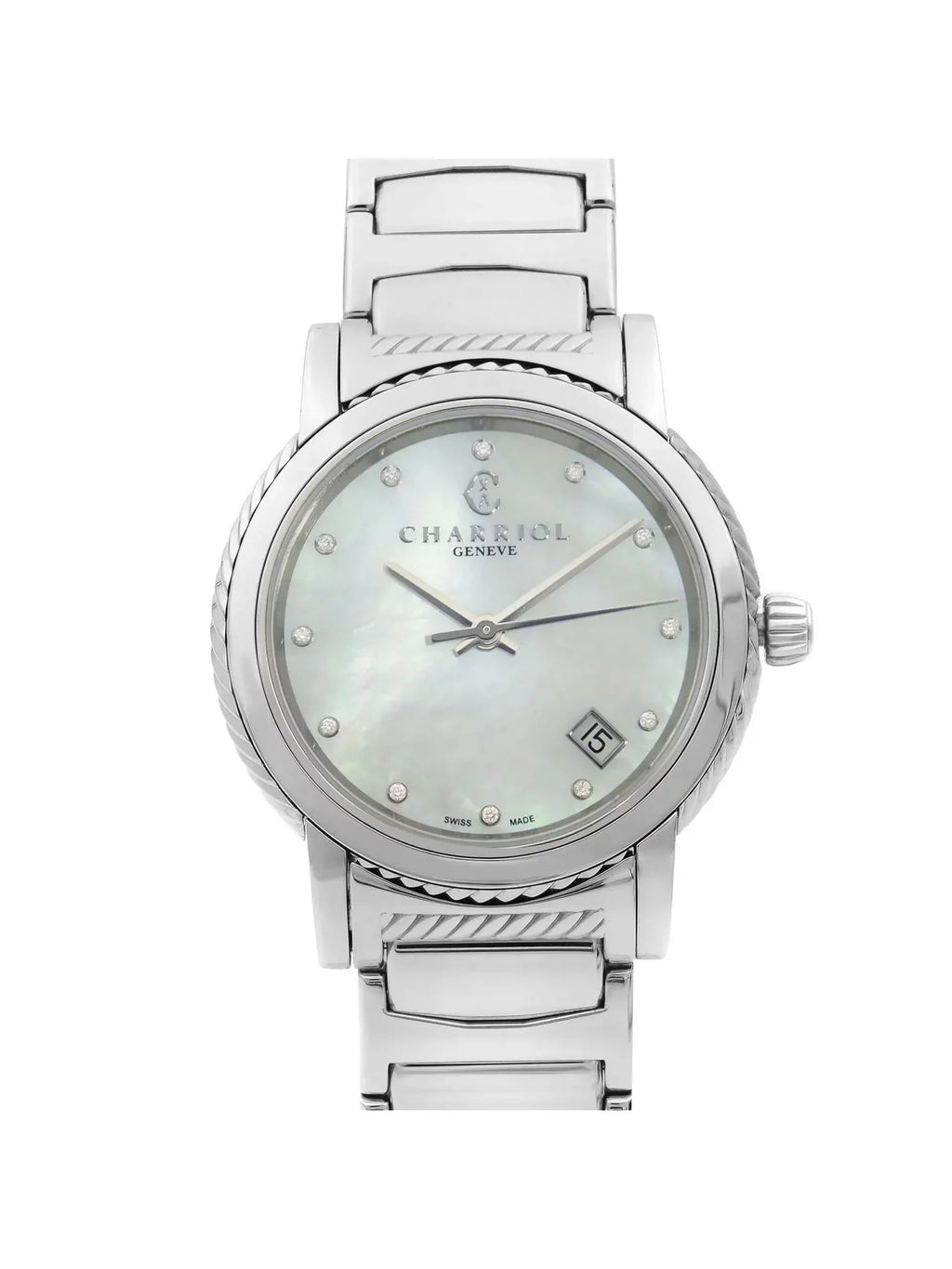 Charriol Parisii Steel Diamond White MOP Dial Quartz Ladies Watch P33S2.920.001