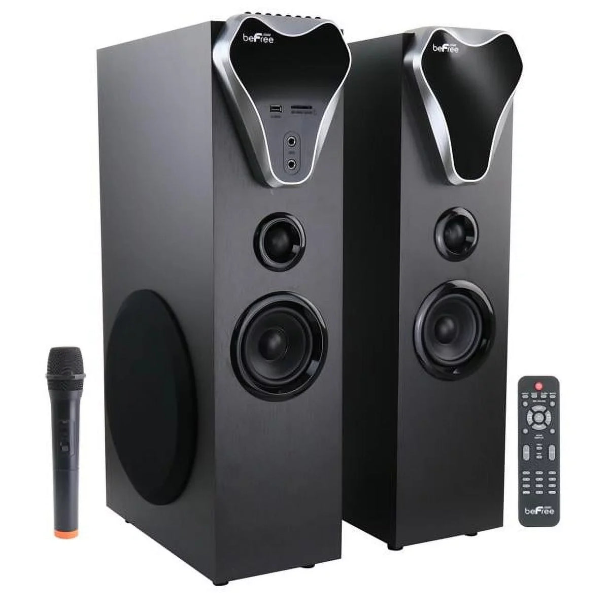 beFree Sound  2.1 Channel Bluetooth Tower Speakers with Optical Input, charcoal