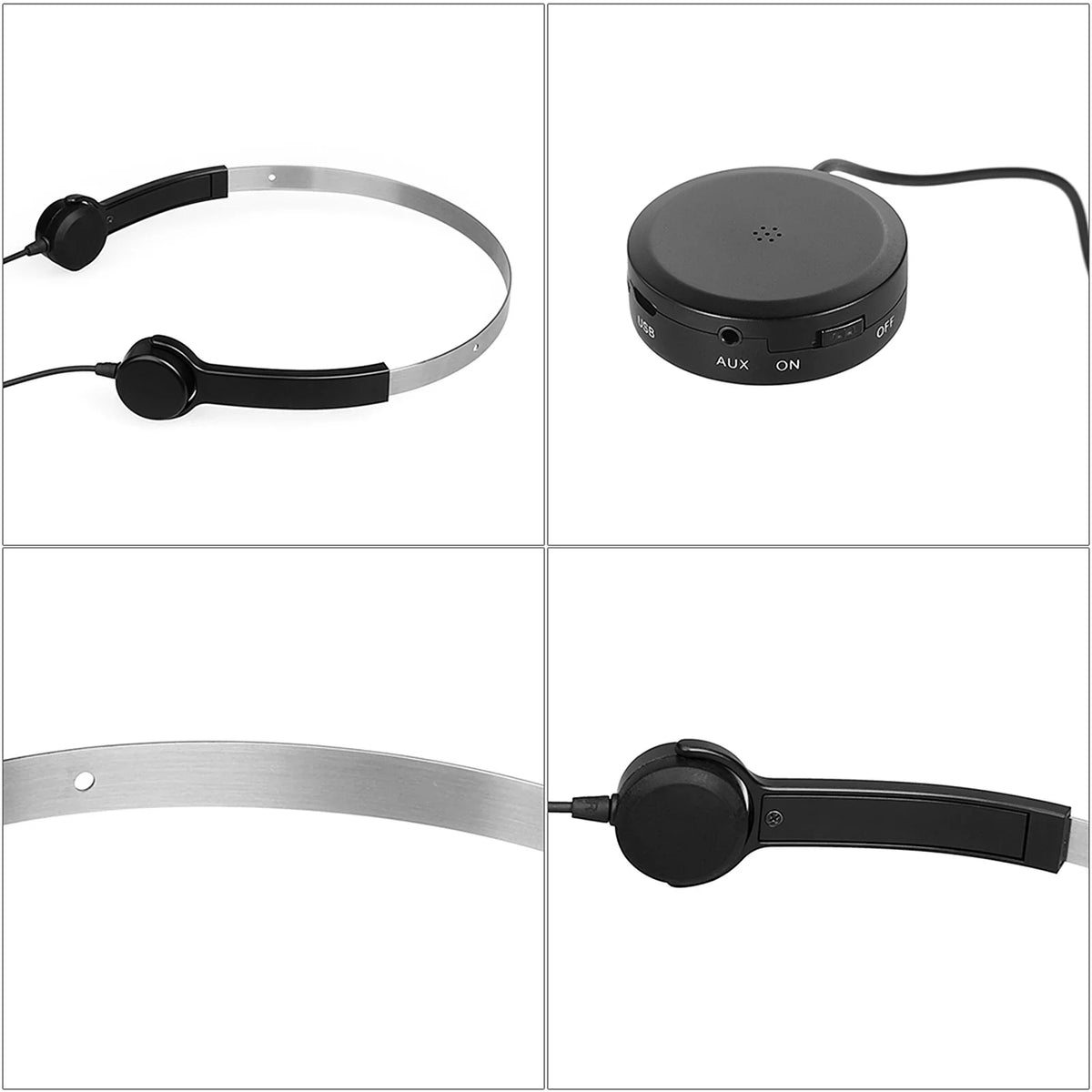 Bone Conduction Headsets Wired Headphones Sound Pick-up AUX IN ebony