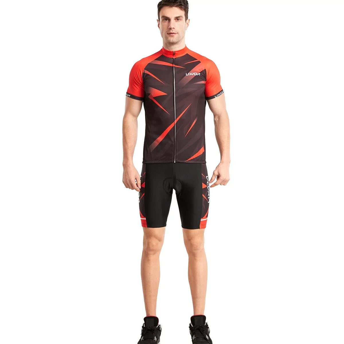 Lixada Men Cycling Jersey Breathable Short Sleeve Bike Shirt and Padded Shorts MTB Clothing Suit