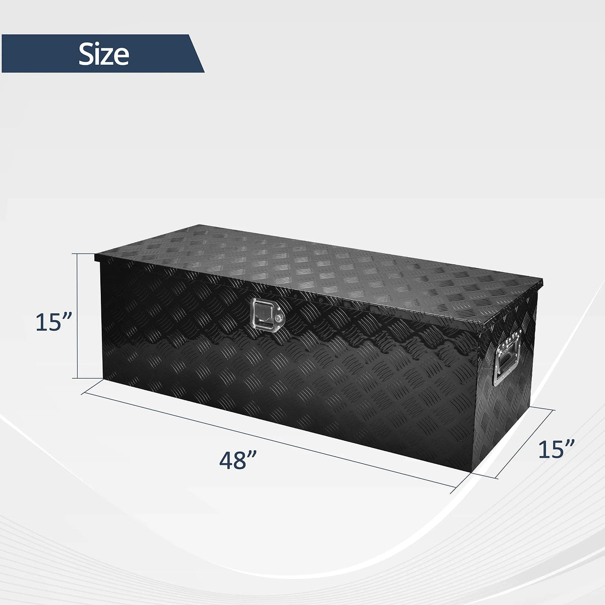 BATONECO 48 1 inch Aluminum Trailer Tool Box Truck Bed Tool Box w/ Side Handle Heavy Duty Tool Storage Box for Truck Pickup B48 x 15 x 15 lack