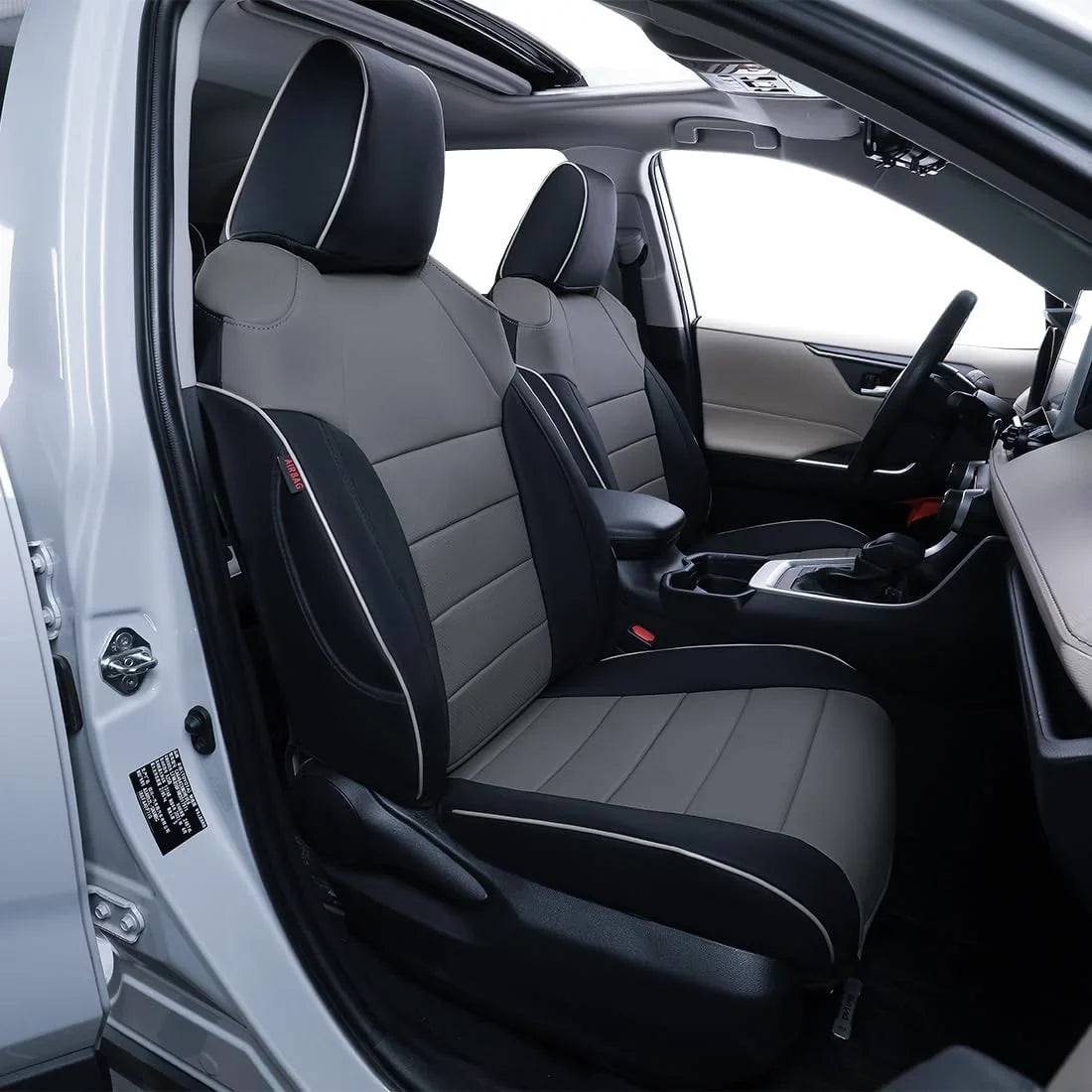 EKR Custom Fit RAV4 Car Seat Cover for  RAV4 Prime,2022 2023 SE Hybrid,XSE Hybrid 2019 2020 2021 2022 2023-Full Set,Leather (dark/Gray)