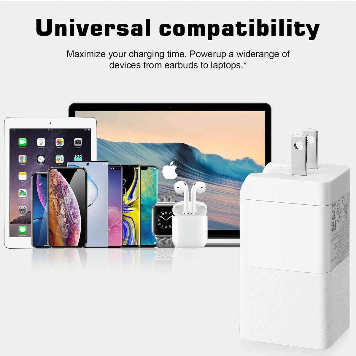 UrbanX 65W Fast Travel Charger with 3 Ports USB & Dual USB-C High-Speed Charging Compatible with HTC One A9/One M9/Desire Eye/Butterfly 2/One Remix, iPhone,  Galaxy, Google Pixel, MacBook