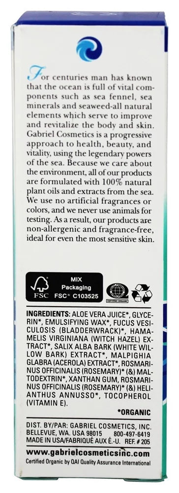 oz.. - Organics Red Seaweed Cellular Moisturizer - 2 fl. Gabriel Cosmetics Inc