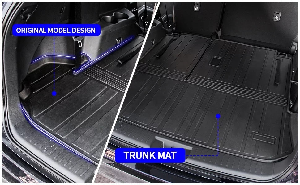 Cargo Mat Compatible with 2020-2024  Highlander Trunk Mat Cargo Liner TPE Back Seat Cover Protector 2022 7 Seats Highlander Accessories (2020-2023, Trunk Mat with Backrest Mat)