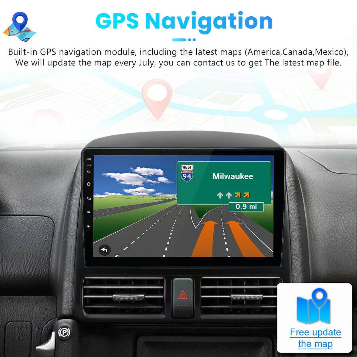 AWESAFE Car Stereo Radio for Honda CRV 2001 2002 2003 2004 2005 2006,2+32GB 9 1 inch Touch Screen with Wireless Carplay Android Auto GPS Navigator Bluetooth WiFi FM Radio Mirror Link