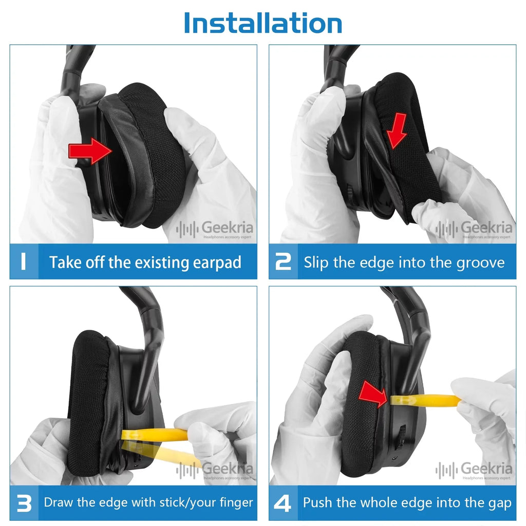 Geekria Comfort Mesh Fabric Replacement Ear Pads for Corsair VOID PRO, Void, Void Pro RGB, Void Pro RGB SE, Void Elite, Void Elite RGB Headphones Ear Cushions, Ear Cups Cover Repair Parts (dark)