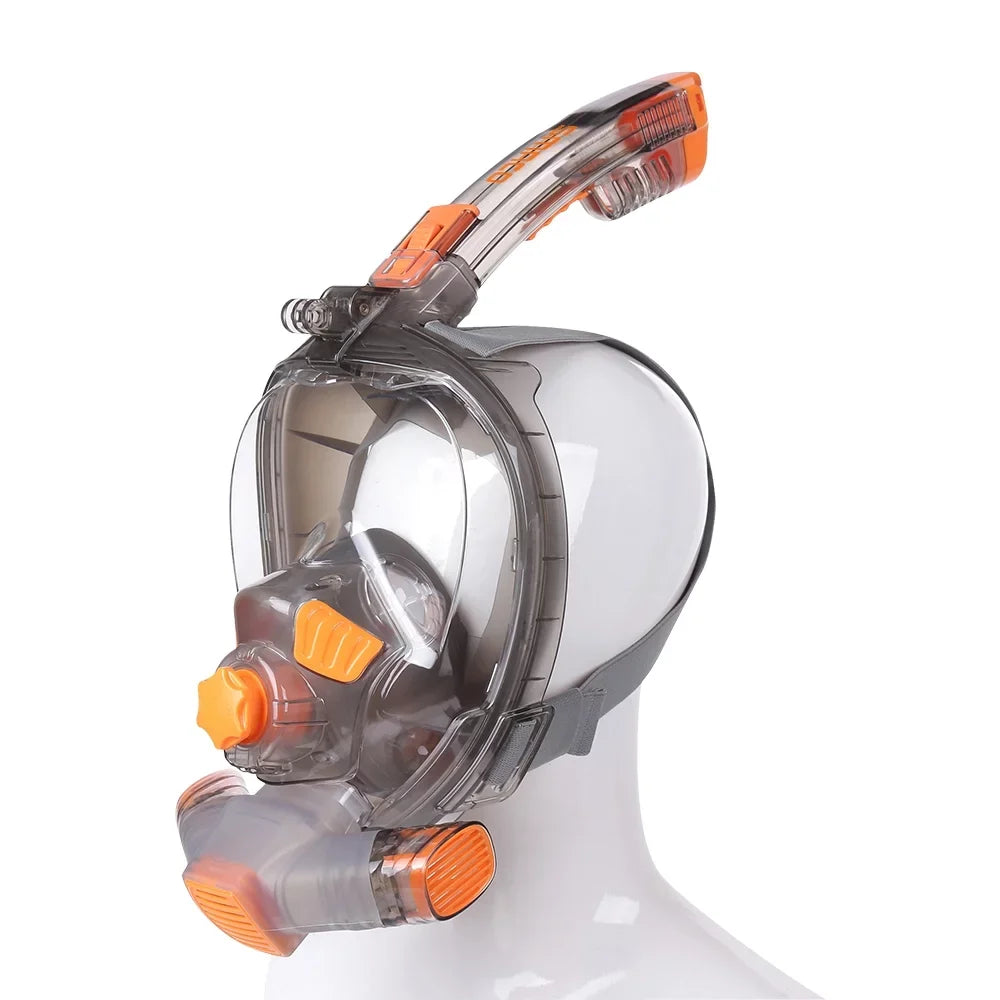 Snorkel Full Face Cover with Foldable Dry Snorkel pipe Anti-fog Anti-Leak Snorkeling Face Cover with Mount Storage Bag