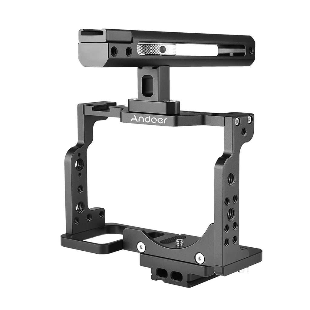 Andoer C15-B Camera Cage +  Handle Kit Aluminum Alloy with Cold Shoe Mount Compatible with  Z6/Z7 DSLR Camera