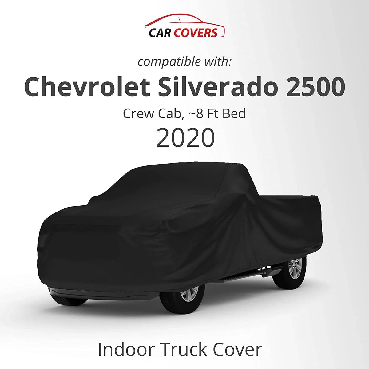 Indoor Truck Cover Compatible with 2020 Chevrolet Silverado 2500 Crew Cab, 8 Ft Bed - ebony Satin - Ultra Soft Indoor Material - Keep Vehicle Looking Between Use - Includes Storage Bag